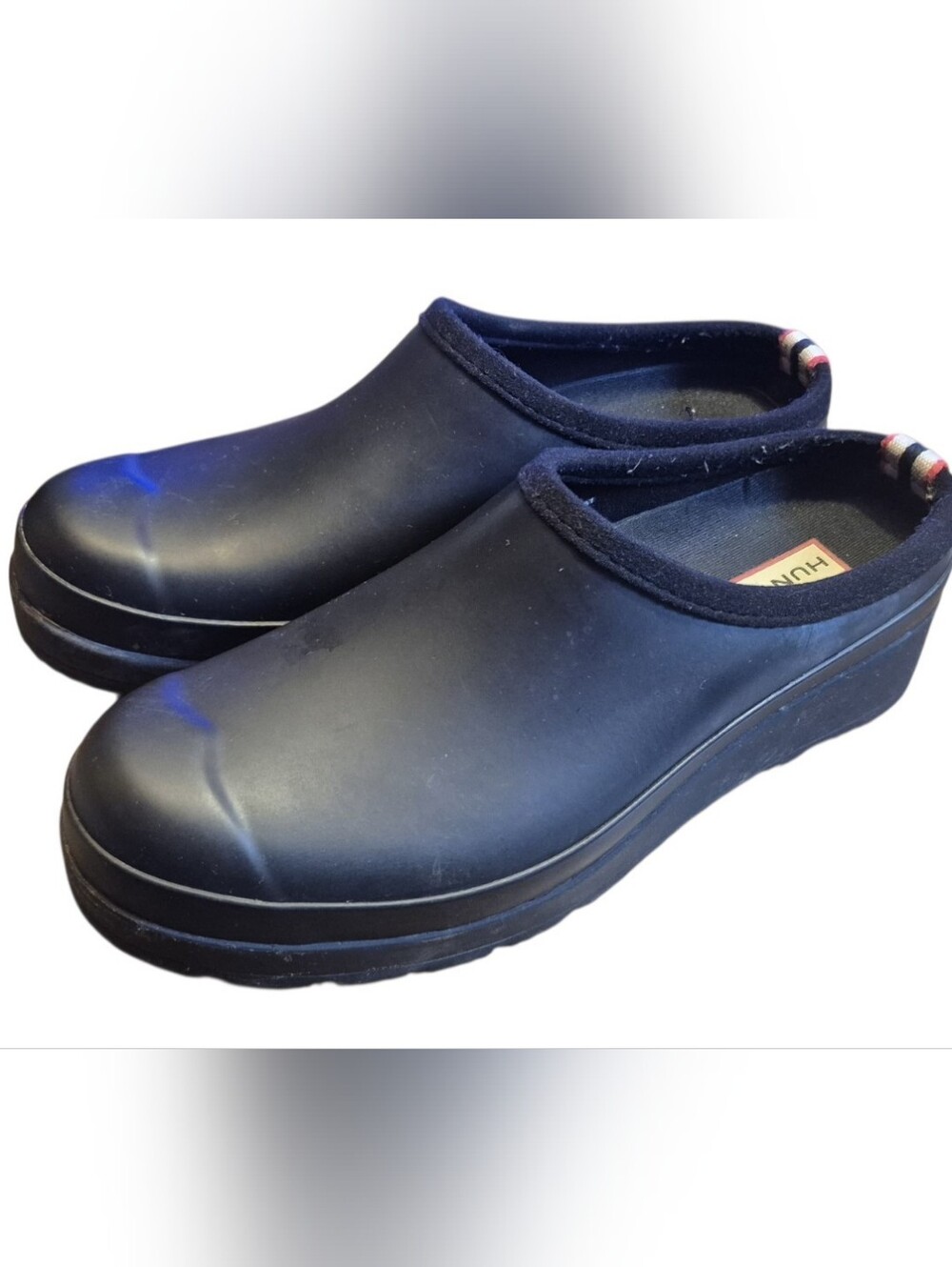 Hunter Women's Black Slip-On Clog Mules Sz8